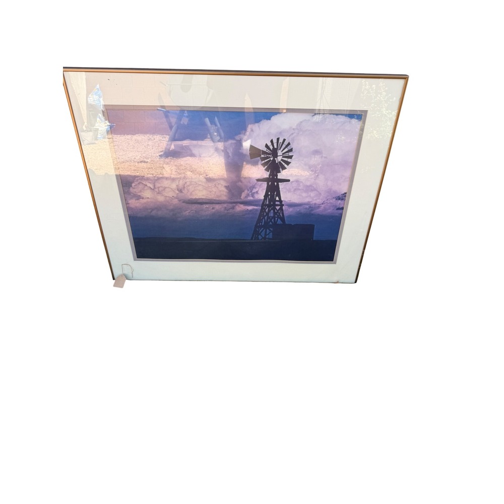 David Muench Harnessing the Wind Framed Landscape Photograph Windmill 30x24